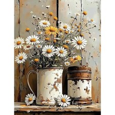 Rustic Daisy Diamond Art Kits for Adults, Flowers Diamond Painting Kits for Beg