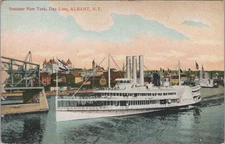 Steamer New York Day Line Albany NY 1910s Hudson River Postcard