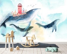 3D Painted Whale House G1673 Wallpaper Wall Murals Removable Self-adhesive Honey
