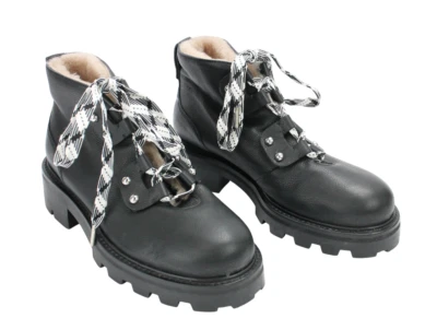 Jimmy Choo Schuhe Damen Eu 37 Shearling Stil Knöchel Schnüren Schwarz Stiefel - Bild 1 von 4