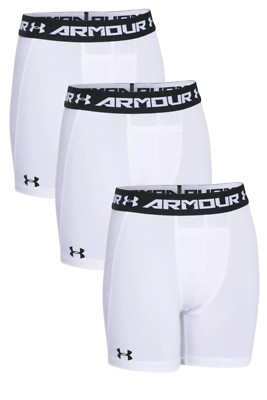 3x Under Armour Jungen HeatGear Baselayer Boxershorts, weiß, NEU