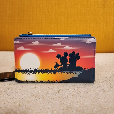Loungefly Disney Mickey and Minnie Forever Date Night Sunset GID Flap Wallet NEW