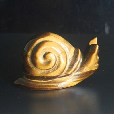 Carved crystal gold tiger eye snail figurine animal carving home decor 2''