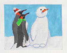 SP.ORDER  "2 penguins with a snowman" HP Needlepoint Canvas by Scott Church