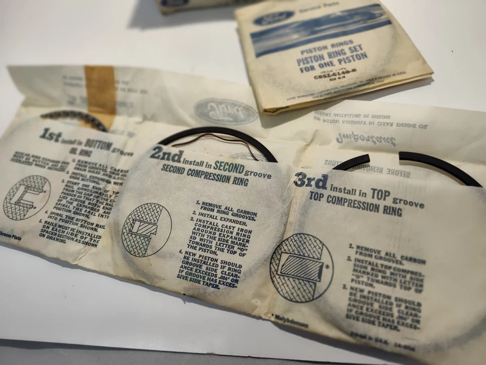 Juego de anillos de pistón de motor OEM FORD C8SZ-6148-B .020" 68-98 429 460-V8 2 CILINDROS POR CAJA Foto 3 de 4