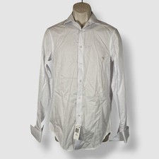 Calvin Klein Men's White Slim Herringbone French Cuff Dress Shirt 14 32/33