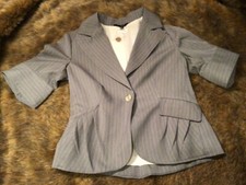 ZINC Grey Pinstripe Blazer Career 1 Button Size M New