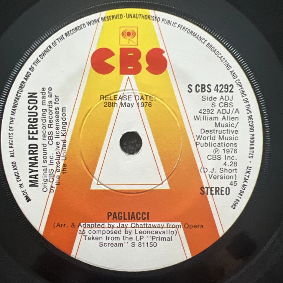 Maynard Ferguson - Pagliacci 7" Vinyl Single PROMO 1976 EX+ JAZZ FUNK VIDEO CLIP - Image 3 of 4