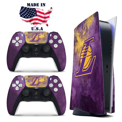 PS5 Disc Version Console & Controller Vinyl Skin Decal Wrap Los Angeles Lakers