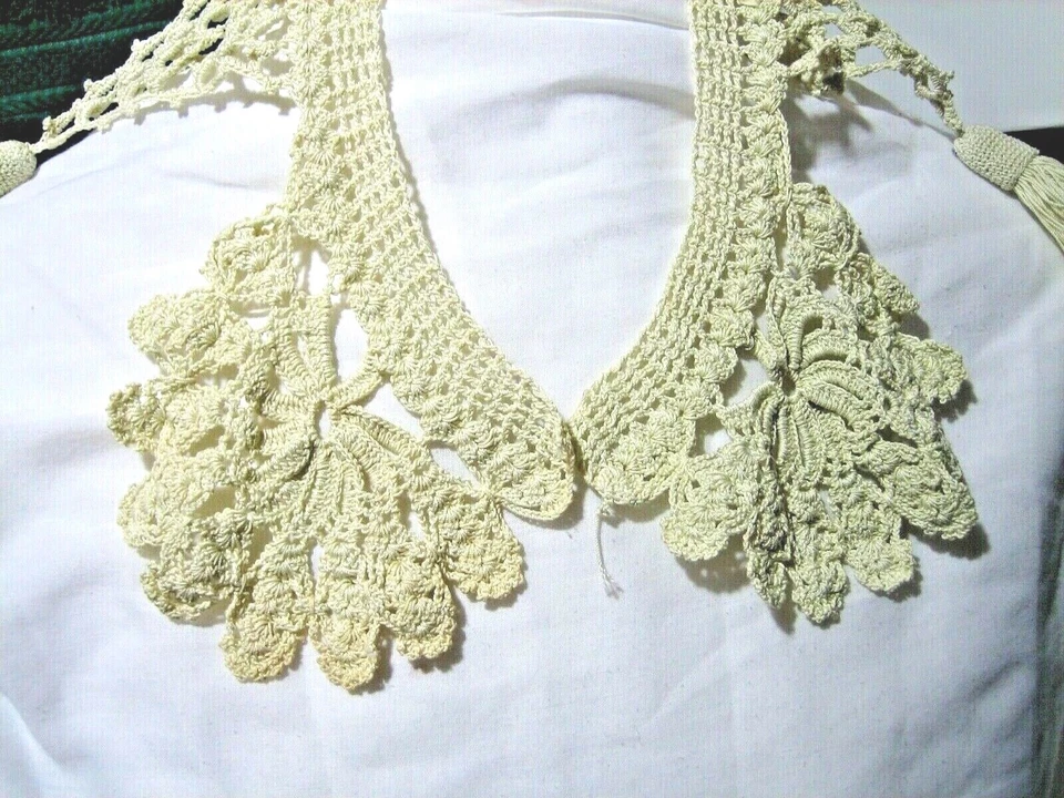 Cuello/hombro de ganchillo irlandés victoriano/edwardiano hecho a mano Foto 3 de 4
