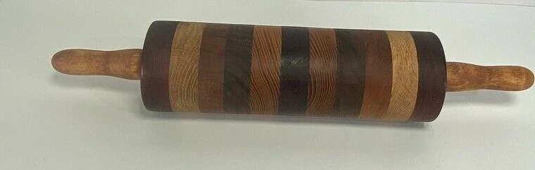 Solid Multi-Wood Wooden Rolling Pin "Walnut, Cherry, and Maple"