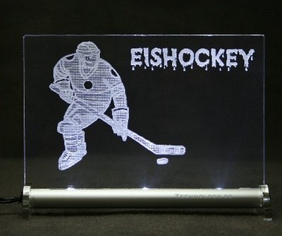 Ice Hockey LED Light Up Sign Hockey + Text or Name Engraving Custom