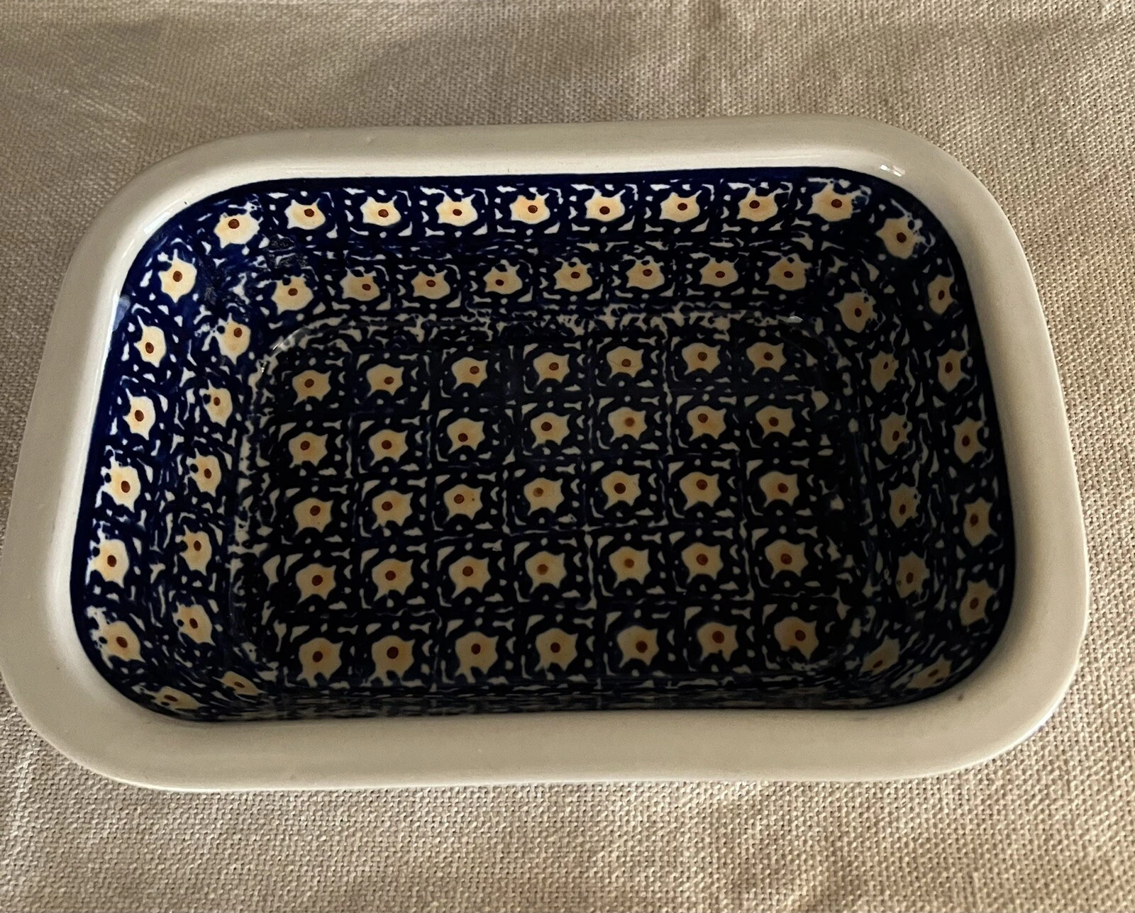 Bloeslawiec Blue Polish Pottery Loaf Baker 9.75 x 7 inch READ