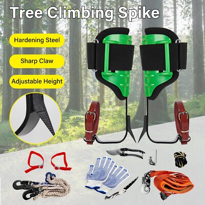 Tree Climbing Spike Set Pole Climbing Spurs Steel Adjustable Height w/2 ...
