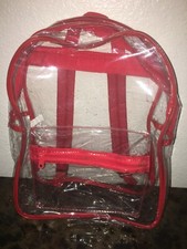 Clear Backpack Heavy Duty PVC Transparent Backpack Waterproof in Red