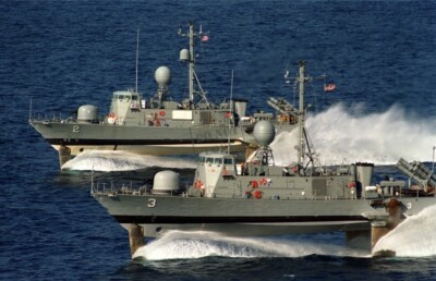 USN Hydrofoils USS TAURUS PHM-3, foreground, and USS HERCULES PHM-2 8X12 PHOTO