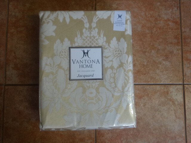 VANTONA ""AMALFI GOLD"" LINED CURTAINS AND TIEBACKS 168X183CM BNIP