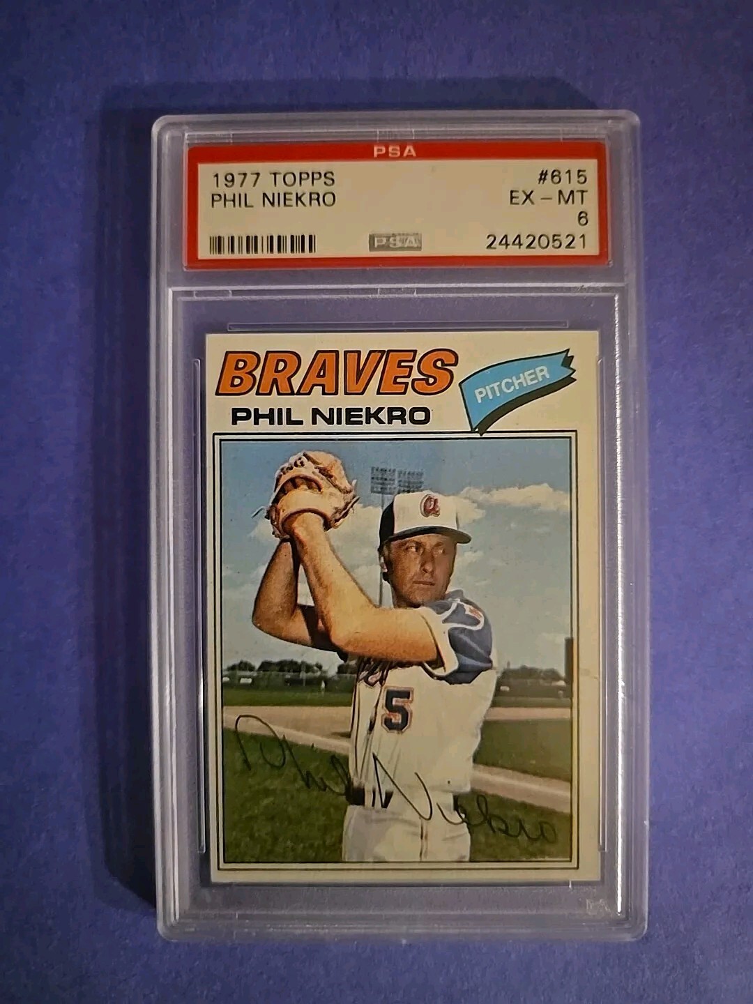 Phil Niekro 1977 Topps #615 PSA 6   Braves