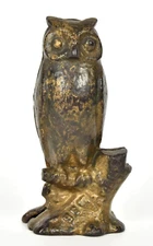 Antique Vtg AC Williams Dime Store Cast Iron Be Wise Owl Bird Still Penny Bank 
