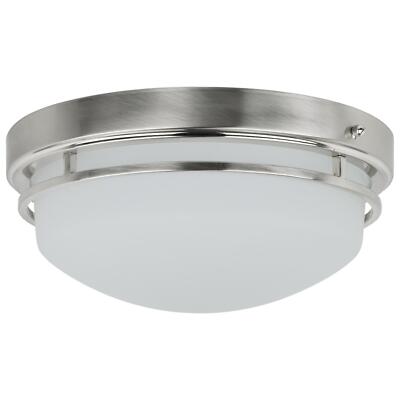 15'' Flush Mount Dome Ceiling Light, Brushed Nickel w/ Frosted Glass, 23W (100W)