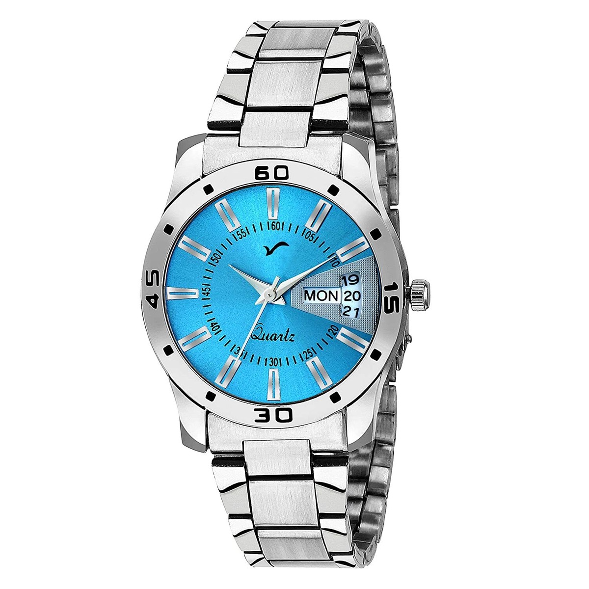 Analogue Women's Watch Sky Blue Dial Silver Colored Strap Buckle