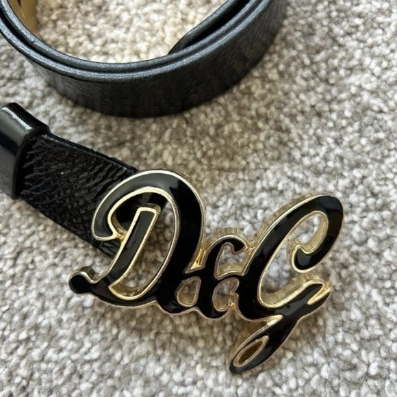 Dolce & Gabbana 00s черный из натуральной кожи эмали логотип пряжка блестящий ремень - Изображение 2 из 4