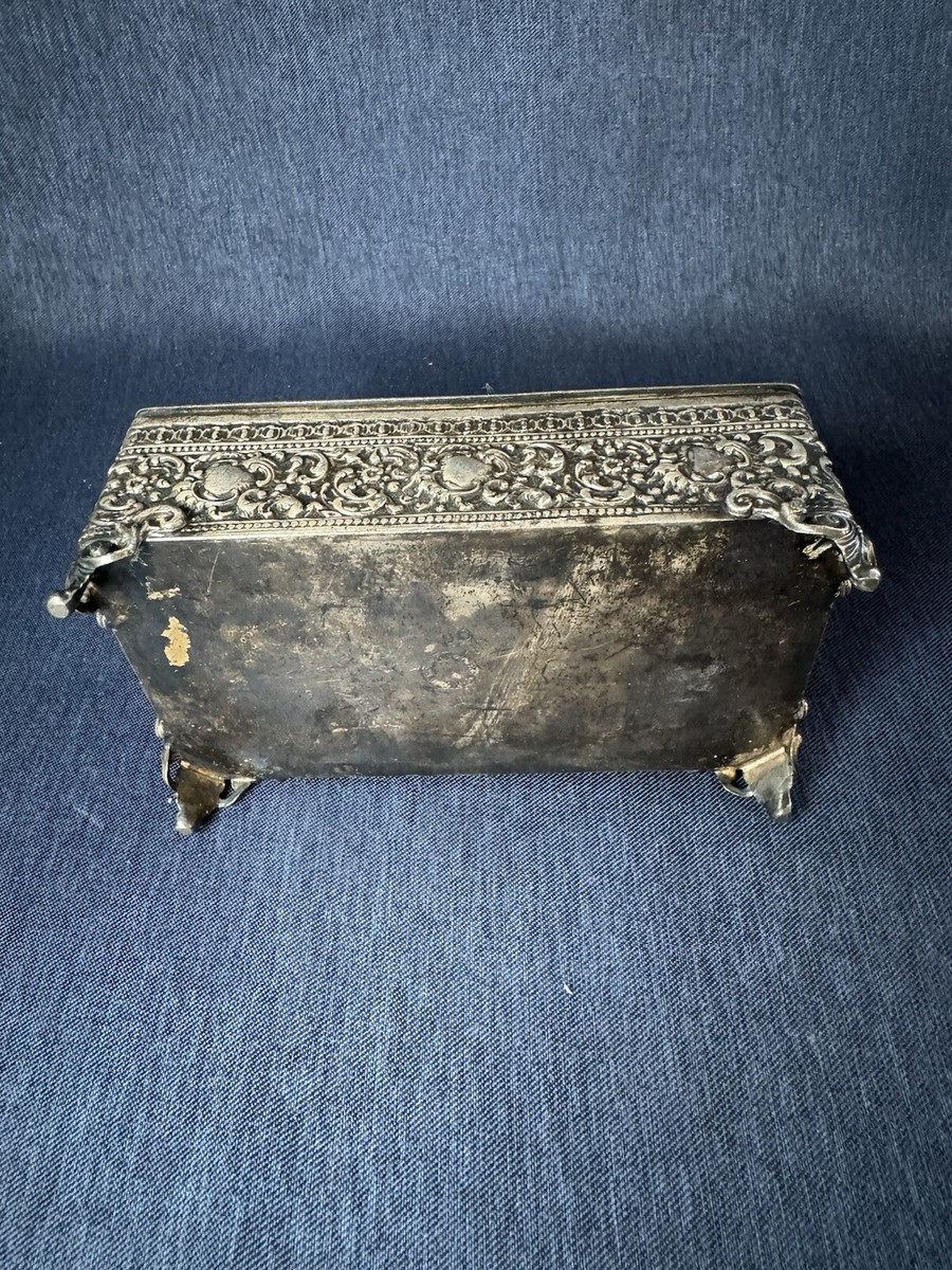 Antique Silver Plate Dresser Trinket Box Barbour Silver Co
