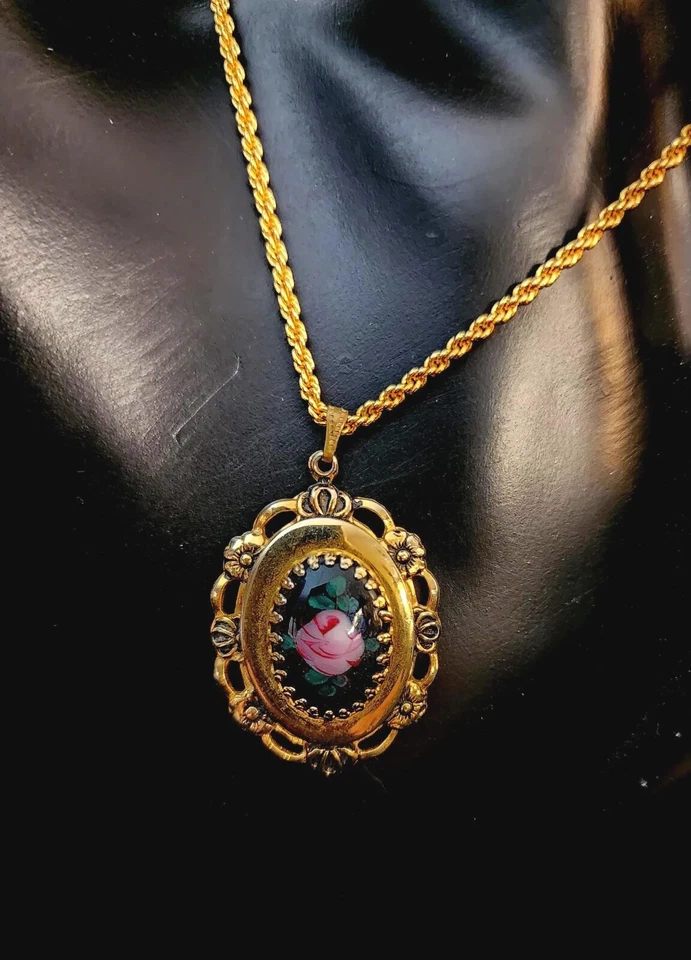 Joan RIvers винтажный вручную розы ожерелье и жемчуг акцент серьги G2U - Изображение 4 из 4