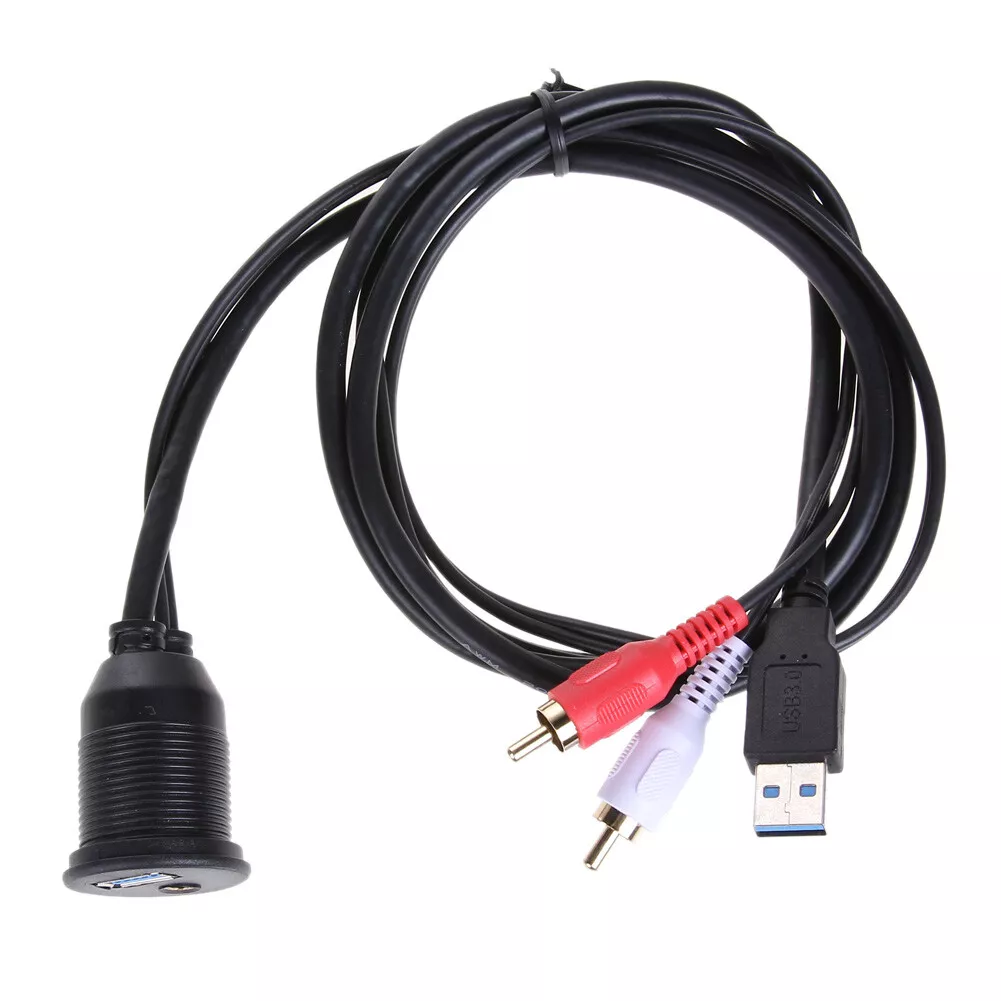 3.5mm Extension Cable Adapter Easily Mount USB Port and Headphone Jack  Ideal for Cars and Boats