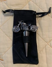 Dark Silver  Motorcycle Wine Stopper Holder Bottle Cork Metal
