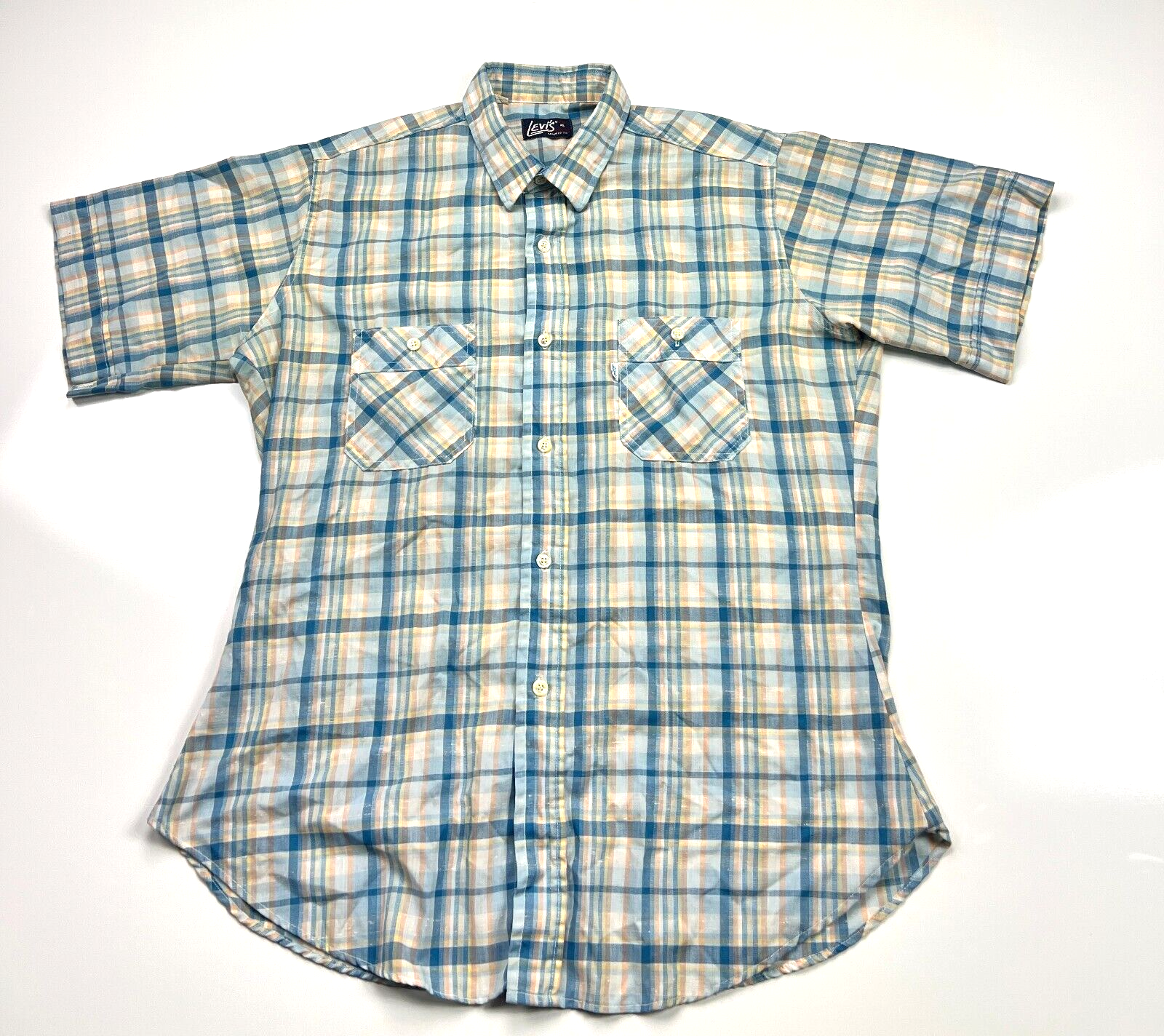 Vintage Levi's Shirt Short Sleeve Multicolor Plaid Western Men's XL Nice