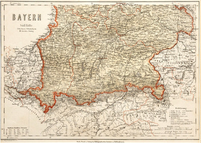 Bayern  Original Stahlstich Landkarte Ravenstein 1869