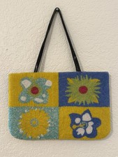 Vintage Hand-Beaded Floral Shoulder Bag Colourful Glass Seed Bead Purse Tote