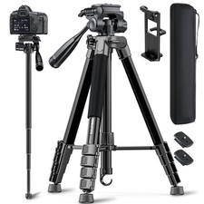 73" Tripod and Monopod, Aluminum Tripod Stand/Black