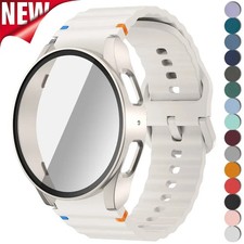 Case Strap for Samsung Galaxy Watch 7 40mm 44mm Silicone Band Bracelet Tempered