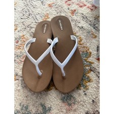 Okabashi Kids Flip Flop Sandals Brown White Thong Sandals Size 6 Made in USA