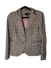 Talbots Houndstooth Blazer Size 4 Wool Blend