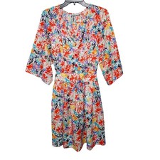 Eliza J. Colorful Floral Tie Back Fit & Flare Pocket Mini Dress Womens Size 6