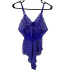 S.G. For Escante Purple Floral Lace Lingerie Bodysuit Sz Large Coquette Retro