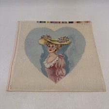 Vintage Needlepoint Hand Painted Elegant Woman Canvas