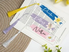 Personalized Birth Flower Bookmark, Custom Acrylic Bookmark With Tassel