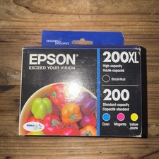 Epson 200XL Black & 200 Color Ink Cartridges Yellow, Magenta, Cyan (Exp 02/2020)