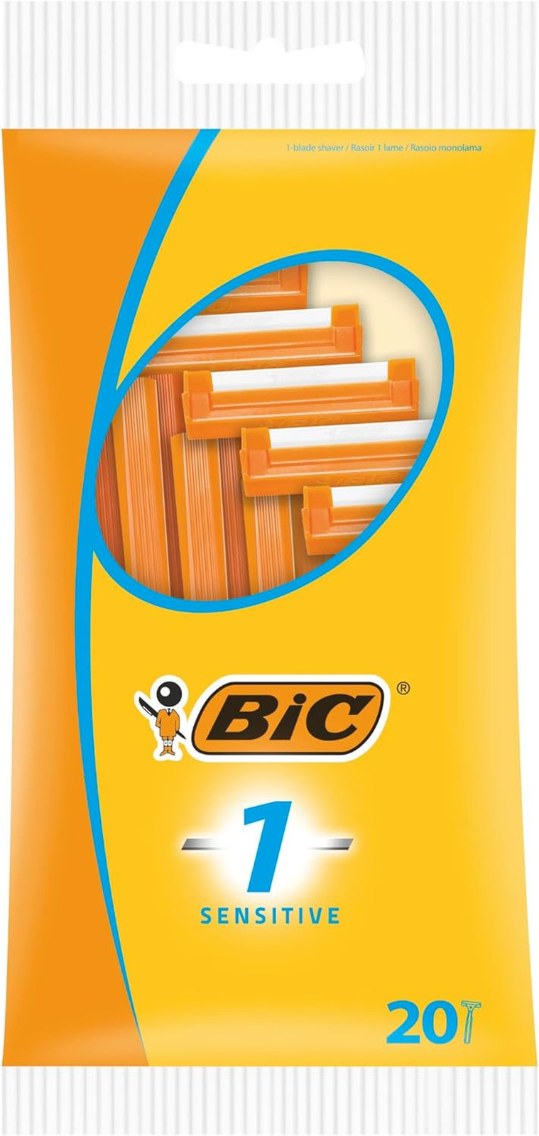 1 Sensitive Razors for Men - Disposable Single Blade Razor Pack of 20