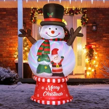 ⛄🎄 6FT Christmas Inflatable Snowman 🌈 Rotating Colorful Light Outdoor Decor