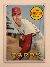 1969 Topps Baseball Steve Carlton #255 EX to EX+ Condition vintage