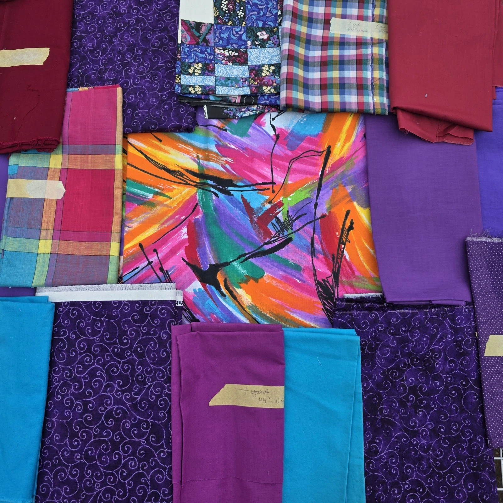 Fabric Lot Purple Jewel Tones Quilting Sewing Yardage Prints Solids 10.27 Lbs - product detail image 14