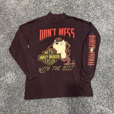 1992 Tasmanian Devil Taz Harley-Davidson "Don't Mess" LS T-Shirt Large
