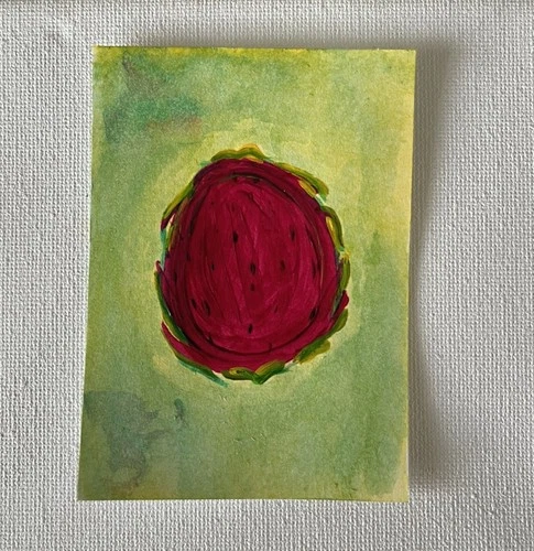 “Oh So Tropical” 1 of 1 Original Hand Painted Acrylic 2.5”x3.5” ACEO Art Card