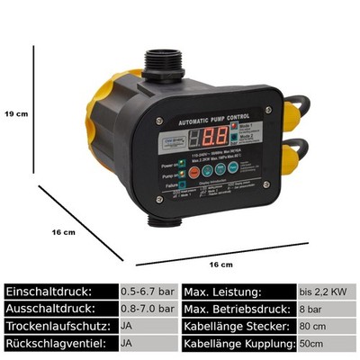 CHM Pumpensteuerung Druckschalter mit Trockenlaufschutz  max. 8 Bar und 2,2 kW