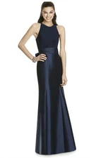 Alfred Sung D737 Black Jersey Bodice Mikado Trumpet Gown Sleeveless Sz 10 NWT